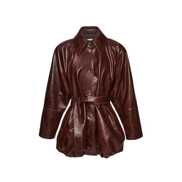 Magda Butrym Bubble hemline leather jacket in brown