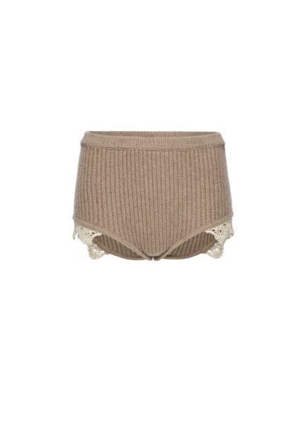 Magda Butrym Cashmere crochet-trim shorts in beige