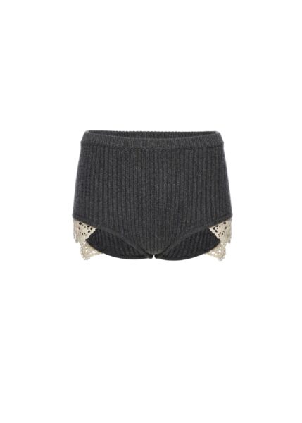 Magda Butrym Cashmere crochet-trim shorts in grey
