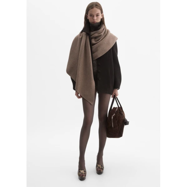 Magda Butrym Cashmere jacket with collar in brown, view 2