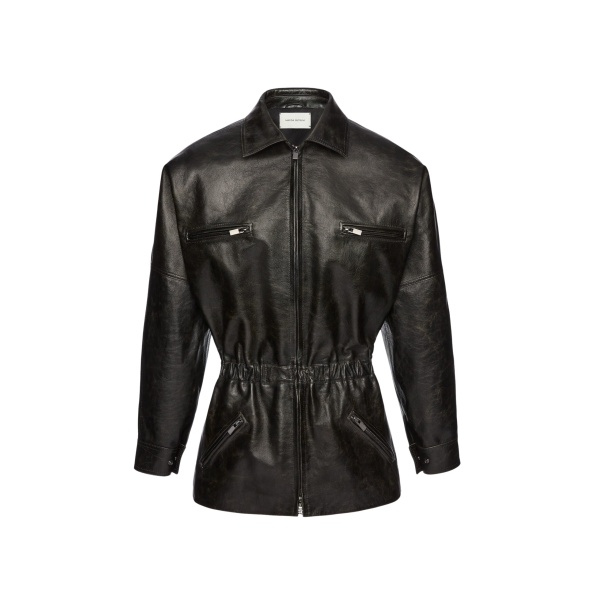 Magda Butrym Cinched leather jacket in vintage black