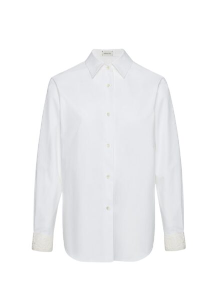Magda Butrym Classic shirt with crochet detailing in white