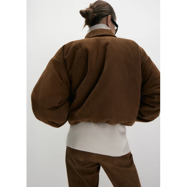 Magda Butrym Corduroy-effect leather straight-leg pants in terracotta, view 4