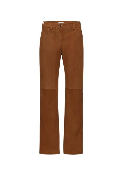 Magda Butrym Corduroy-effect leather straight-leg pants in terracotta