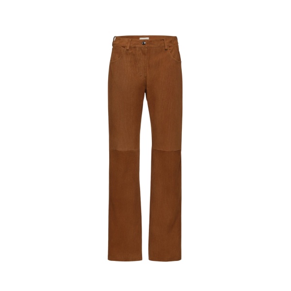 Magda Butrym Corduroy-effect leather straight-leg pants in terracotta