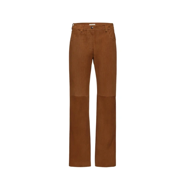 Magda Butrym Corduroy-effect leather straight-leg pants in terracotta
