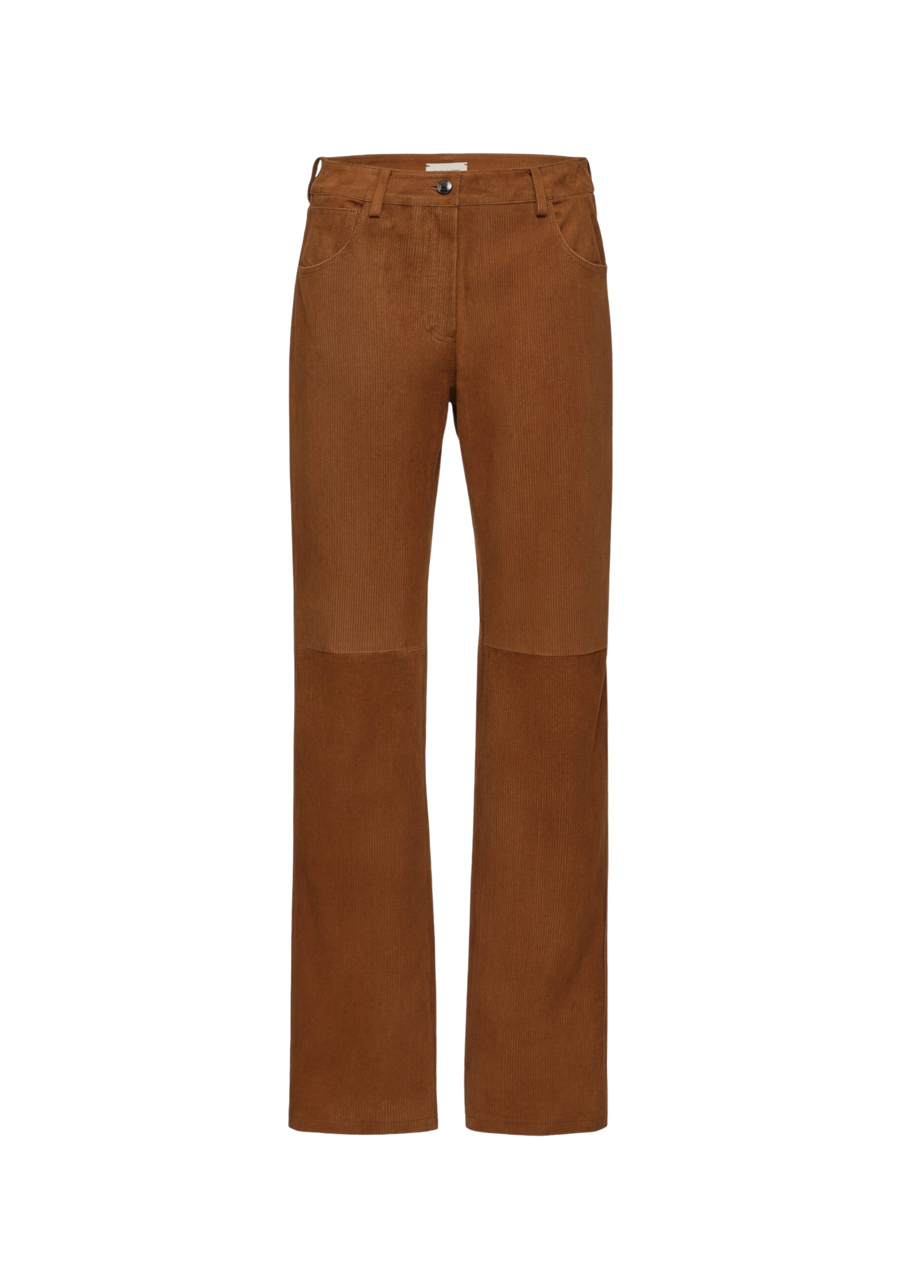 Magda Butrym Corduroy-effect leather straight-leg pants in terracotta