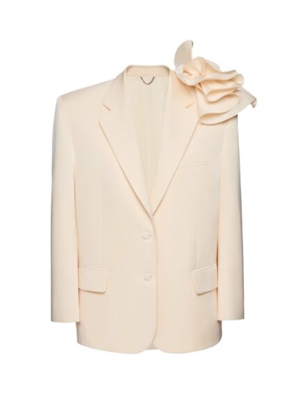 Magda Butrym Cotton and silk flower blazer in cream
