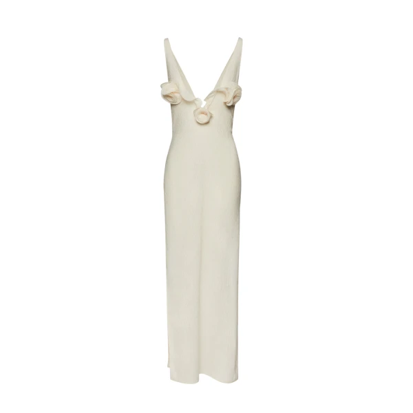 Magda Butrym Crepe high leg maxi dress in cream