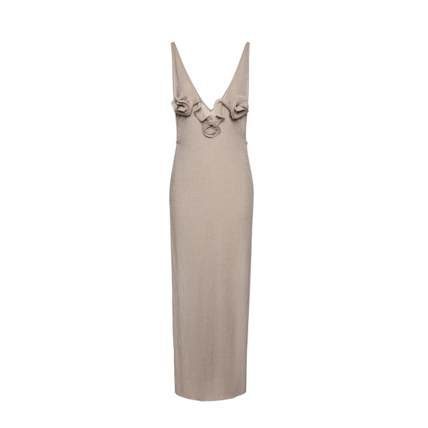 Magda Butrym Crepe high-leg maxi dress in light brown