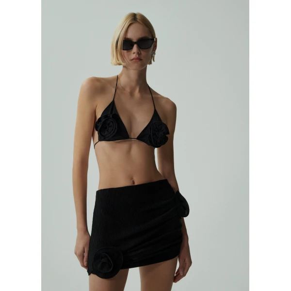 Magda Butrym Crepe rose mini skirt in black, view 2