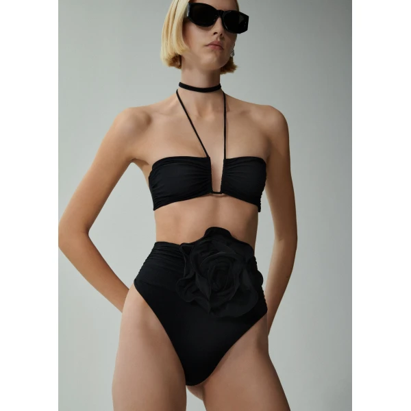 Magda Butrym Crisscross bandeau top in black, view 2