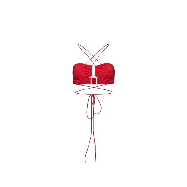 Magda Butrym Crisscross bandeau top in red