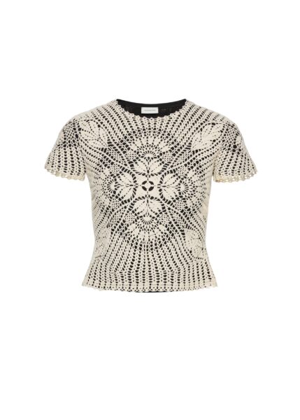 Magda Butrym Crochet and jersey t-shirt set in cream