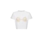 Magda Butrym Crochet bra t-shirt in white Top