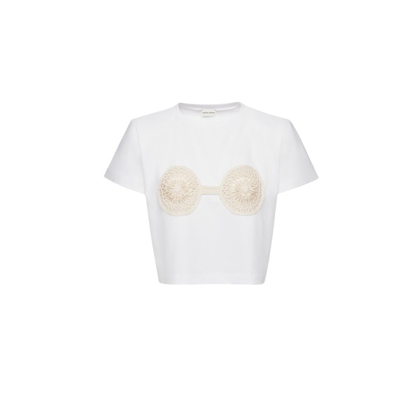 Magda Butrym Crochet bra t-shirt in white