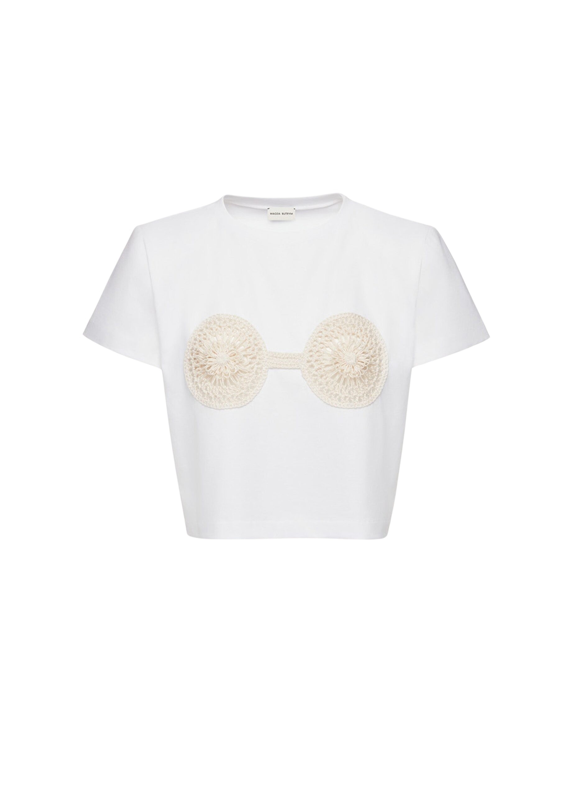 Magda Butrym Crochet bra t-shirt in white Top