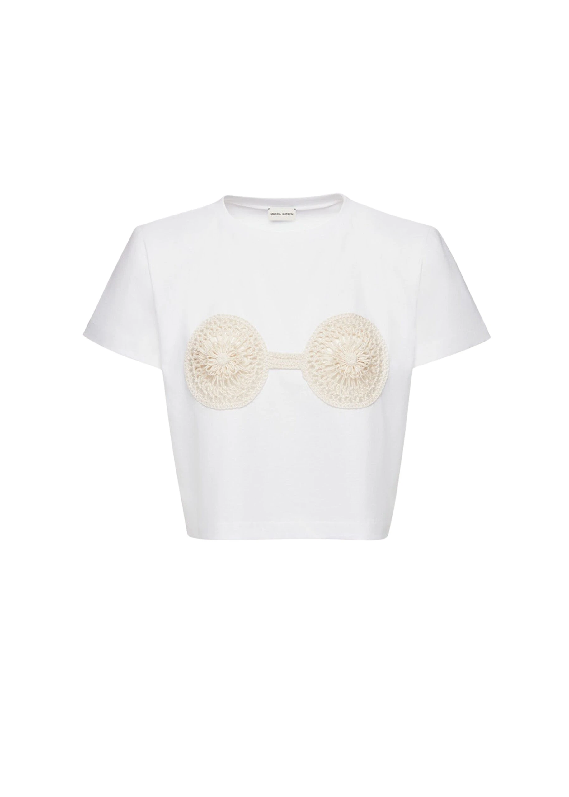 Magda Butrym Crochet bra t-shirt in white Top