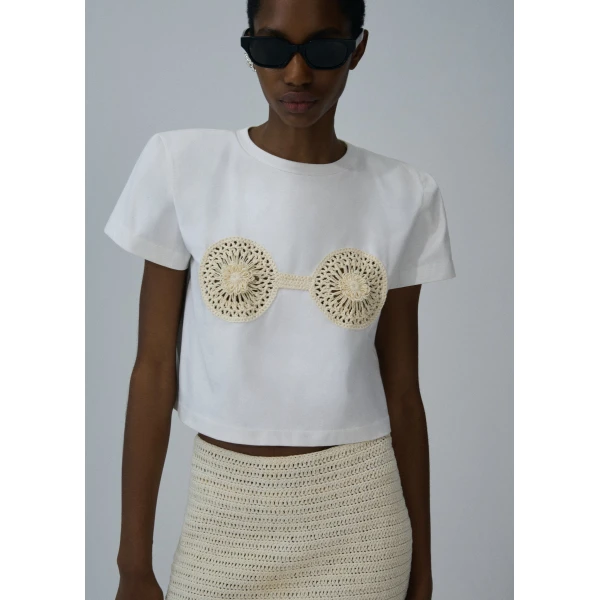 Magda Butrym Crochet mini skirt in cream, view 2