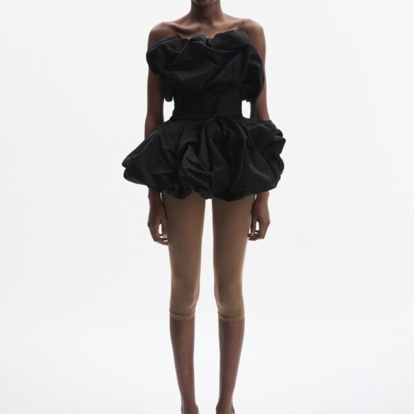 Magda Butrym Draped bubble-hem blouse in black, view 2