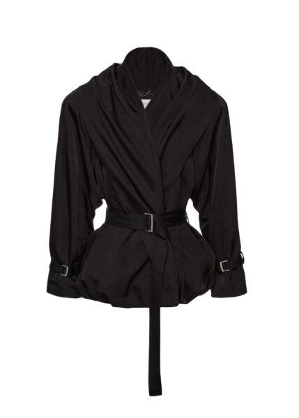 Magda Butrym Draped collar cotton and silk jacket in black