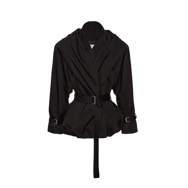 Magda Butrym Draped collar cotton and silk jacket in black