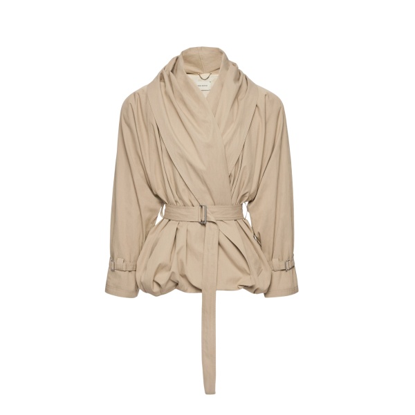 Magda Butrym Draped collar cotton jacket in beige
