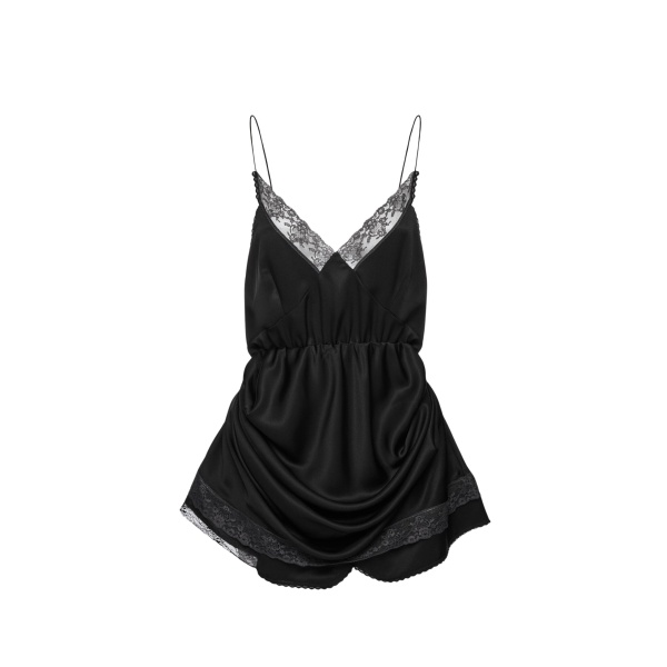 Magda Butrym Draped lace-trim slip mini dress in black