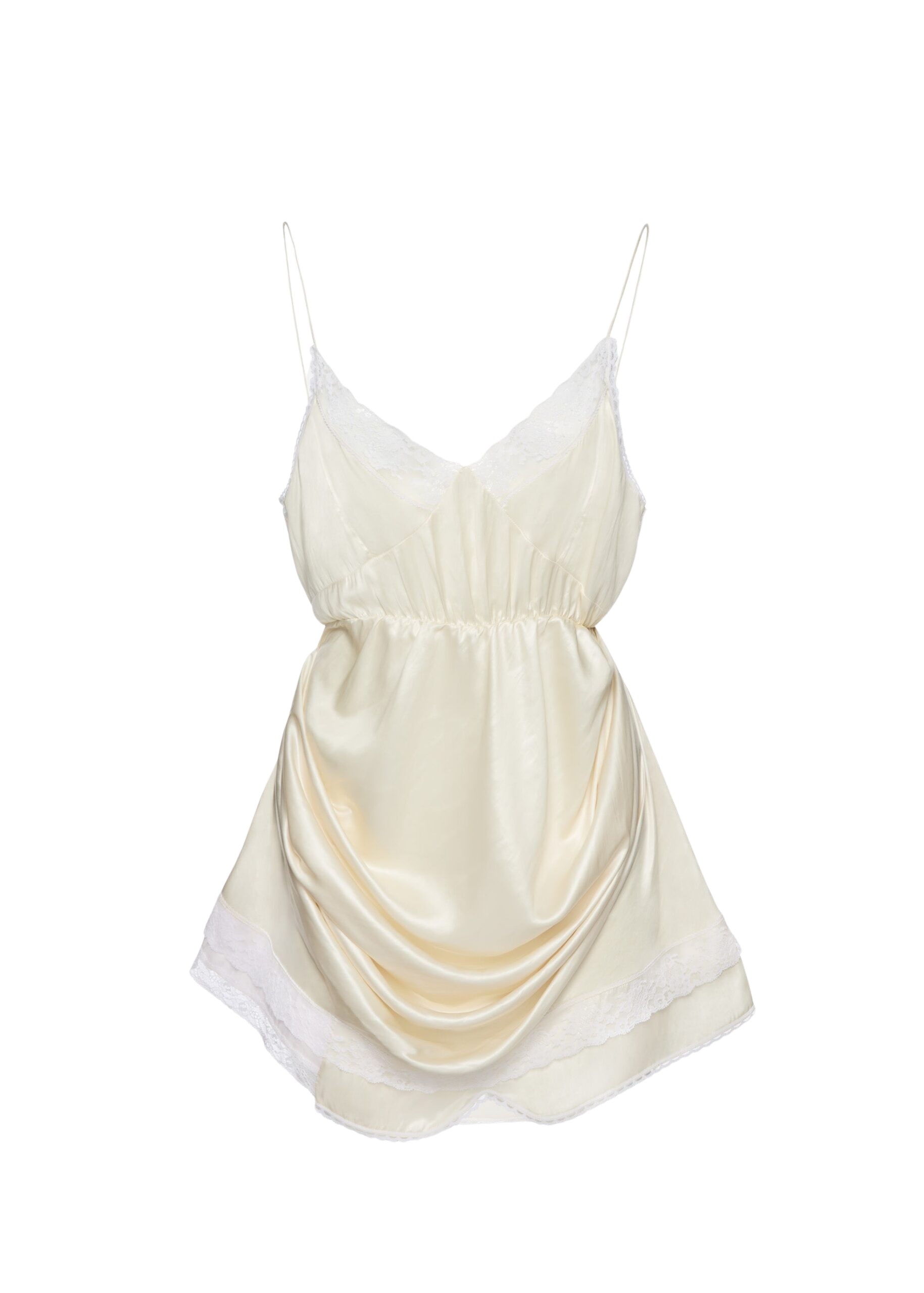 Magda Butrym Draped lace-trim slip mini dress in cream