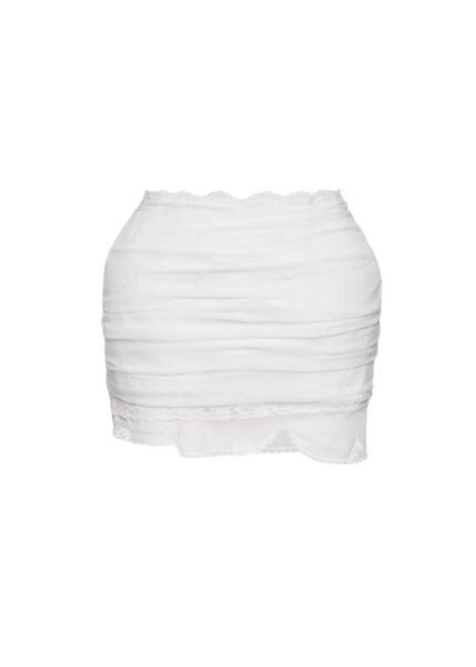 Magda Butrym Draped mini skirt with lace trim in white