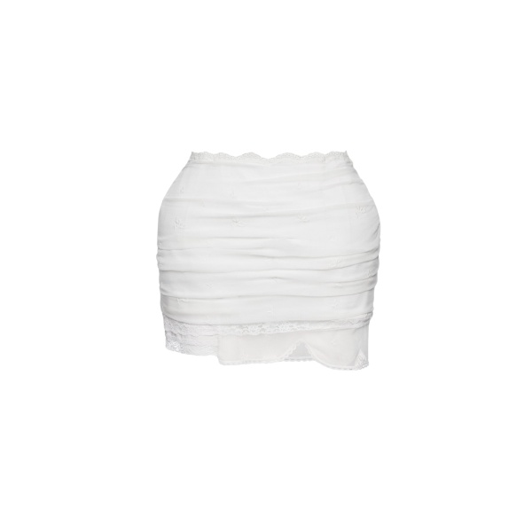 Magda Butrym Draped mini skirt with lace trim in white