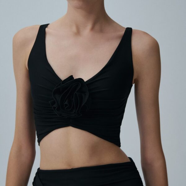 Magda Butrym Draped mini swim skirt in black, view 2