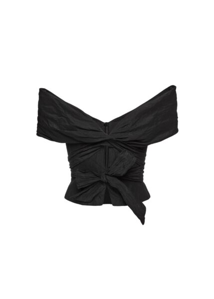 Magda Butrym Draped off shoulder blouse in black