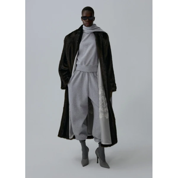 Magda Butrym Draped scarf sweatshirt in grey, view 2