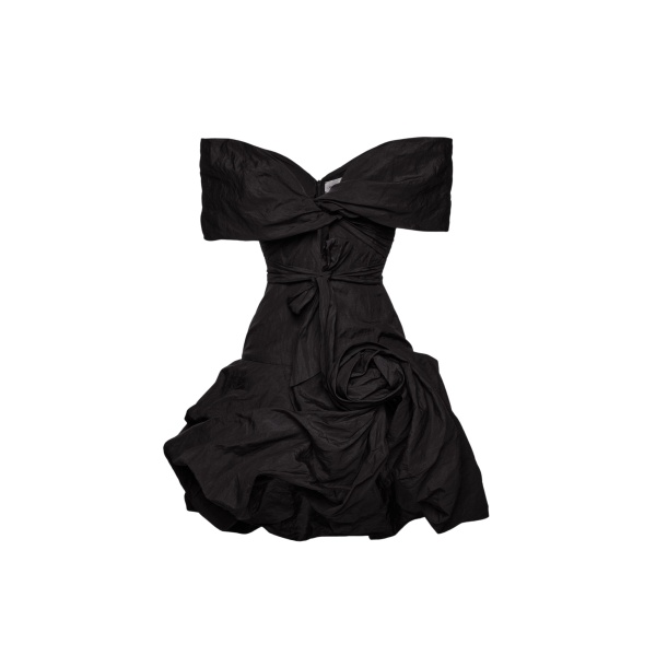 Magda Butrym Draped shawl-collar midi dress in black