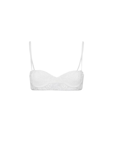 Magda Butrym Embroidered cotton lace bra in white