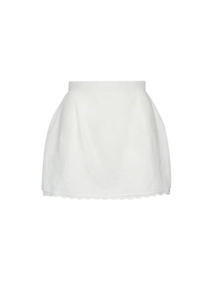Magda Butrym Embroidered cotton-linen mini skirt in white