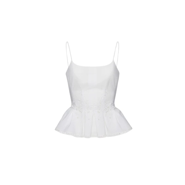 Magda Butrym Embroidered peplum top in white