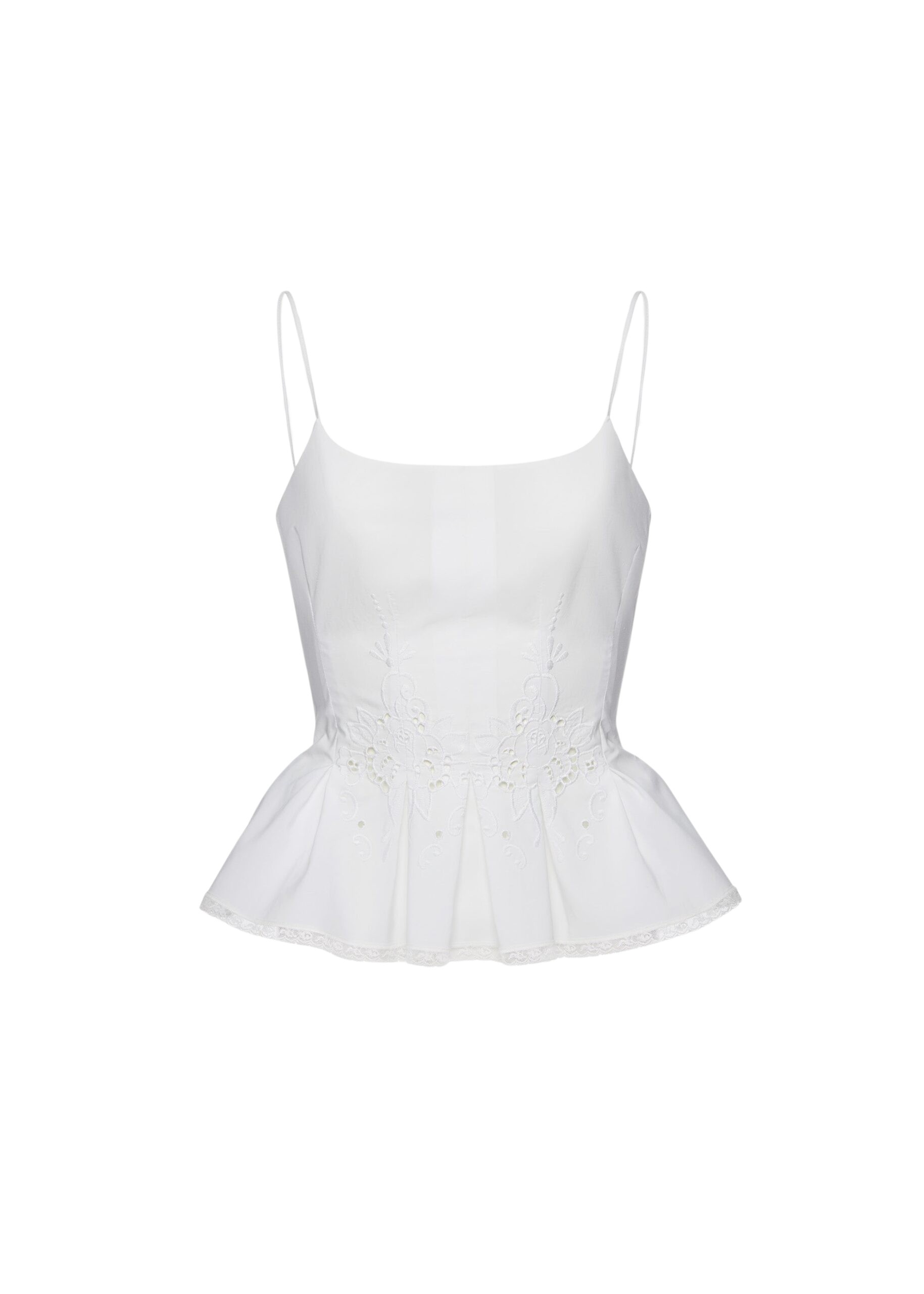 Magda Butrym Embroidered peplum top in white
