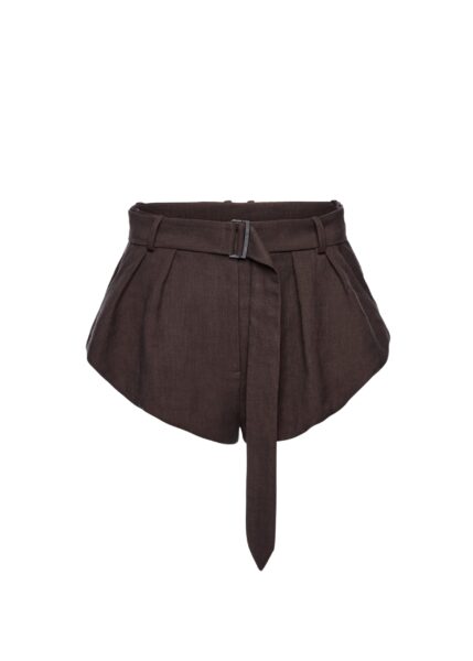 Magda Butrym Flared linen shorts in brown