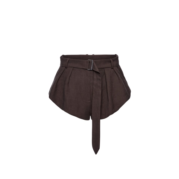Magda Butrym Flared linen shorts in brown