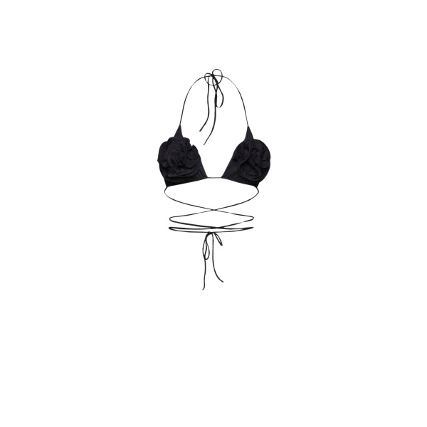 Magda Butrym Floral strappy triangle bikini top in black