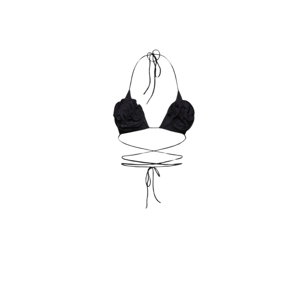 Magda Butrym Floral strappy triangle bikini top in black