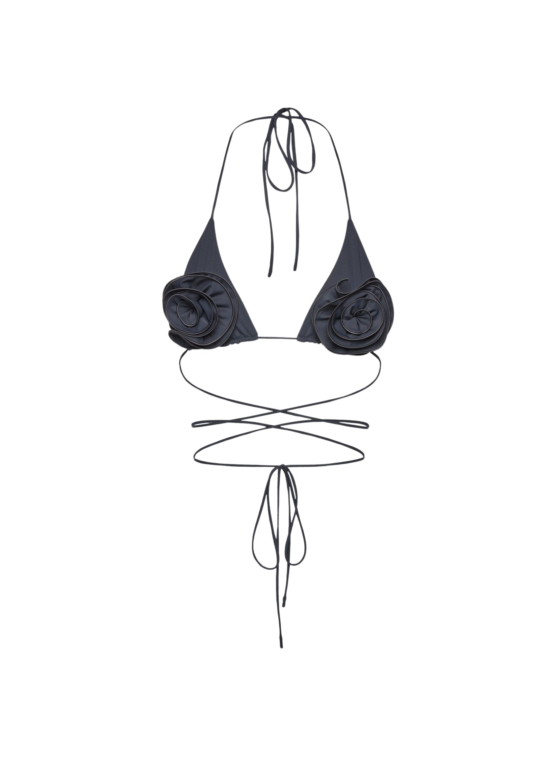 Magda Butrym Floral strappy triangle bikini top in grey
