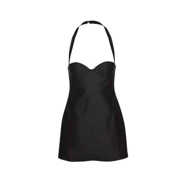 Magda Butrym Halter-neck bustier wool and silk mini dress in black