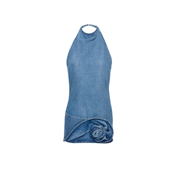 Magda Butrym Halter-neck denim mini dress in light blue