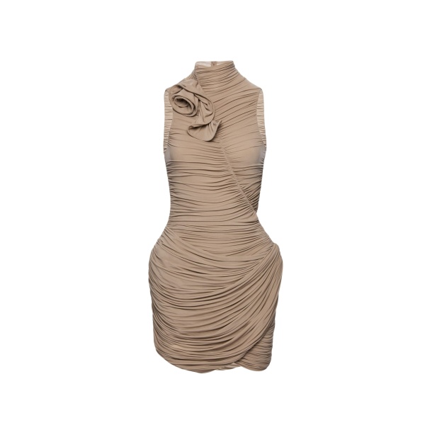 Magda Butrym High-neck draped mini dress in beige