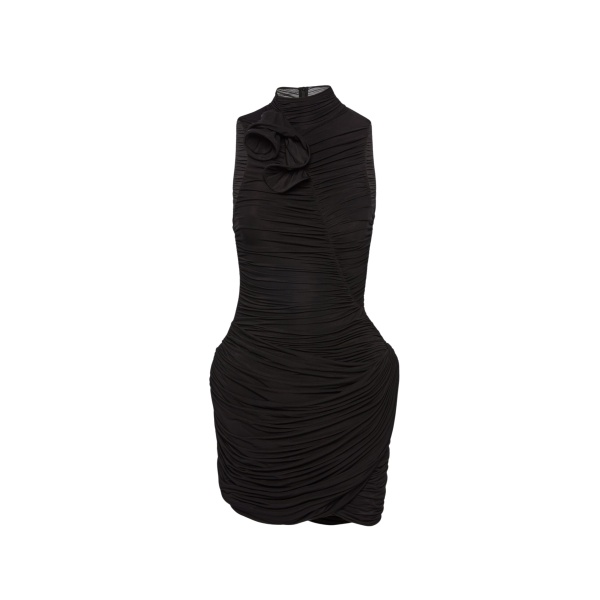 Magda Butrym High-neck draped mini dress in black
