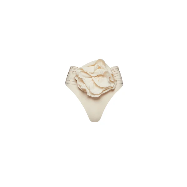Magda Butrym High-waisted flower appliqué swim bottom in cream