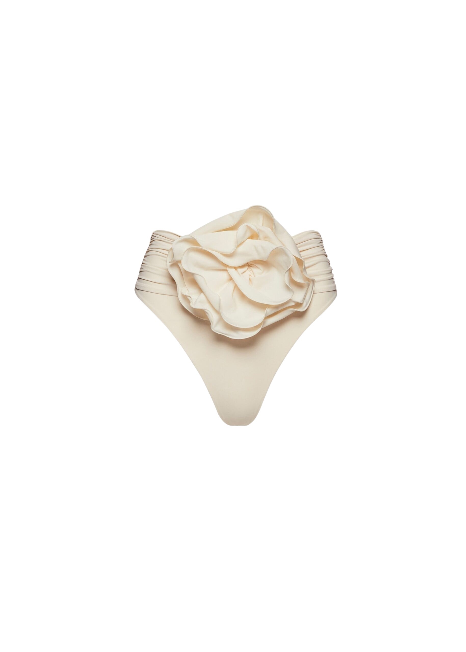 Magda Butrym High-waisted flower appliqué swim bottom in cream
